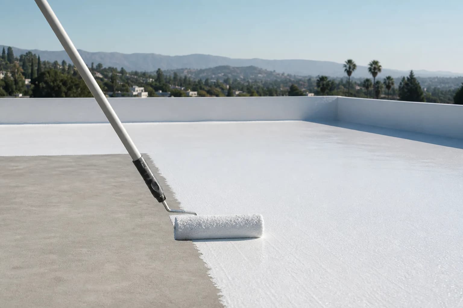 Leaking rear addition sealed for a fifth of a tear-off — Flat Roof Coating project in Burbank
